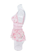 Floral Print Backless Perspective Teddy HF-4042 - SWEETKAMA