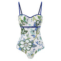 Floral Print Multicolor One Piece Swimwear with Cover Y82 - SWEETKAMA