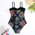 Floral Print Multicolor One Piece Swimwear with Cover Y82 - SWEETKAMA
