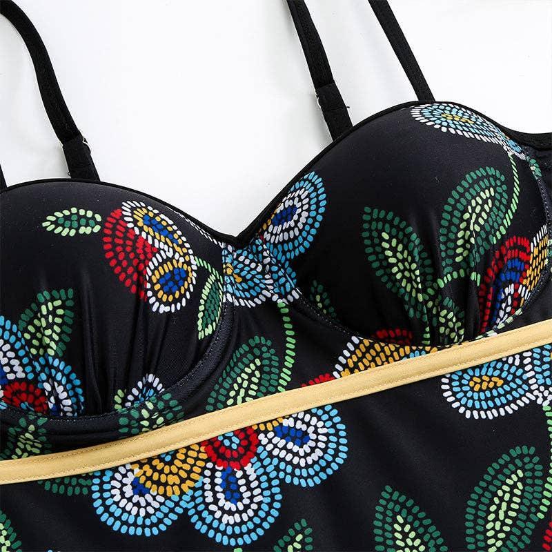 Floral Print Multicolor One Piece Swimwear with Cover Y82 - SWEETKAMA