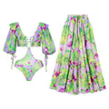 Floral Print One Piece Swimwear with Cover Y154 - SWEETKAMA
