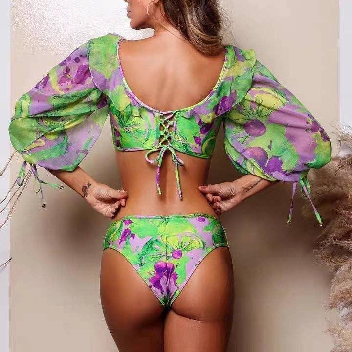 Floral Print One Piece Swimwear with Cover Y154 - SWEETKAMA