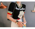 Gianna Graphic Round Neck Short Sleeve Knit Tee 377 - SWEETKAMA