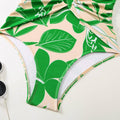 Green Floral One Piece Swimwear with Cover Y166 - SWEETKAMA
