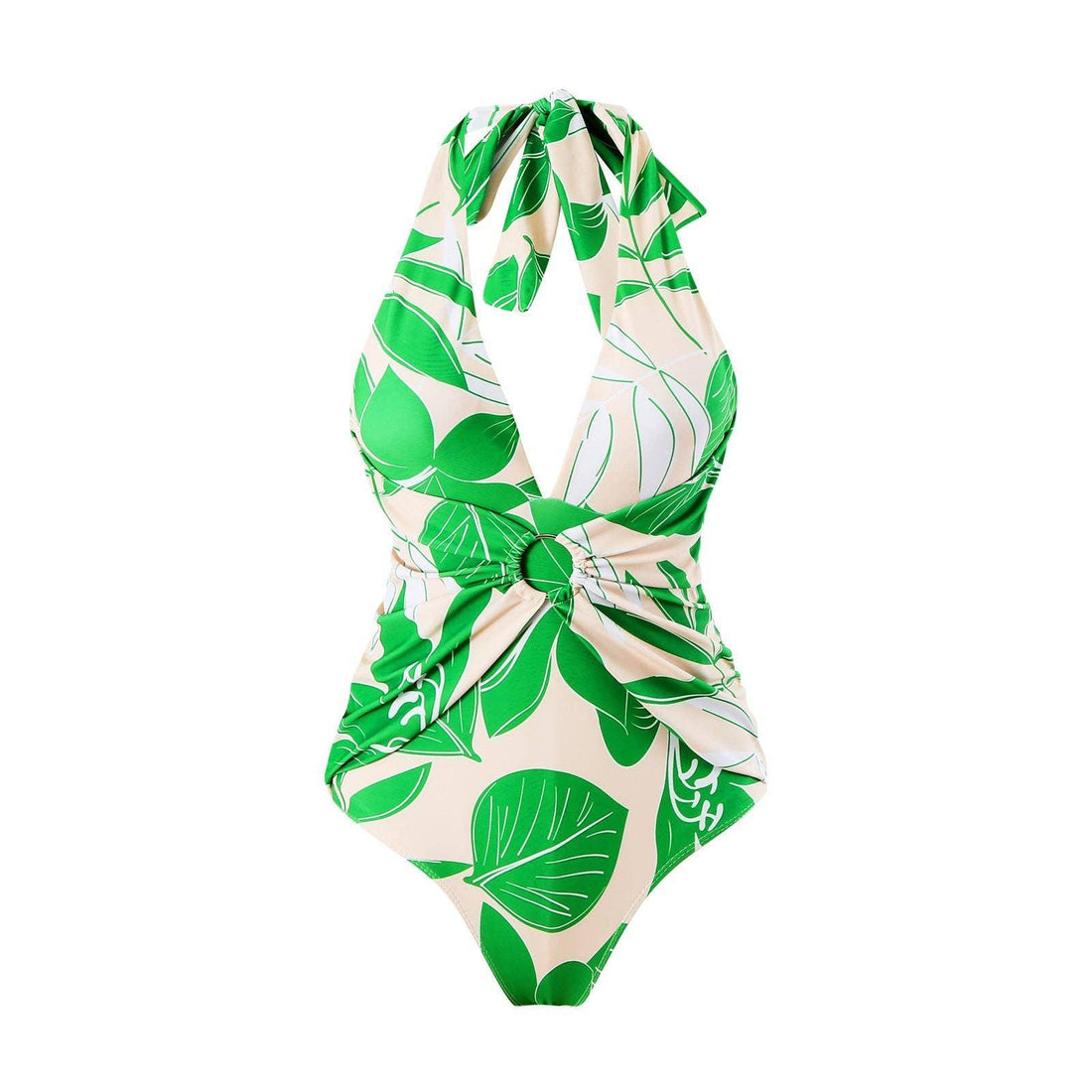 Green Floral One Piece Swimwear with Cover Y166 - SWEETKAMA