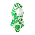 Green Floral One Piece Swimwear with Cover Y166 - SWEETKAMA