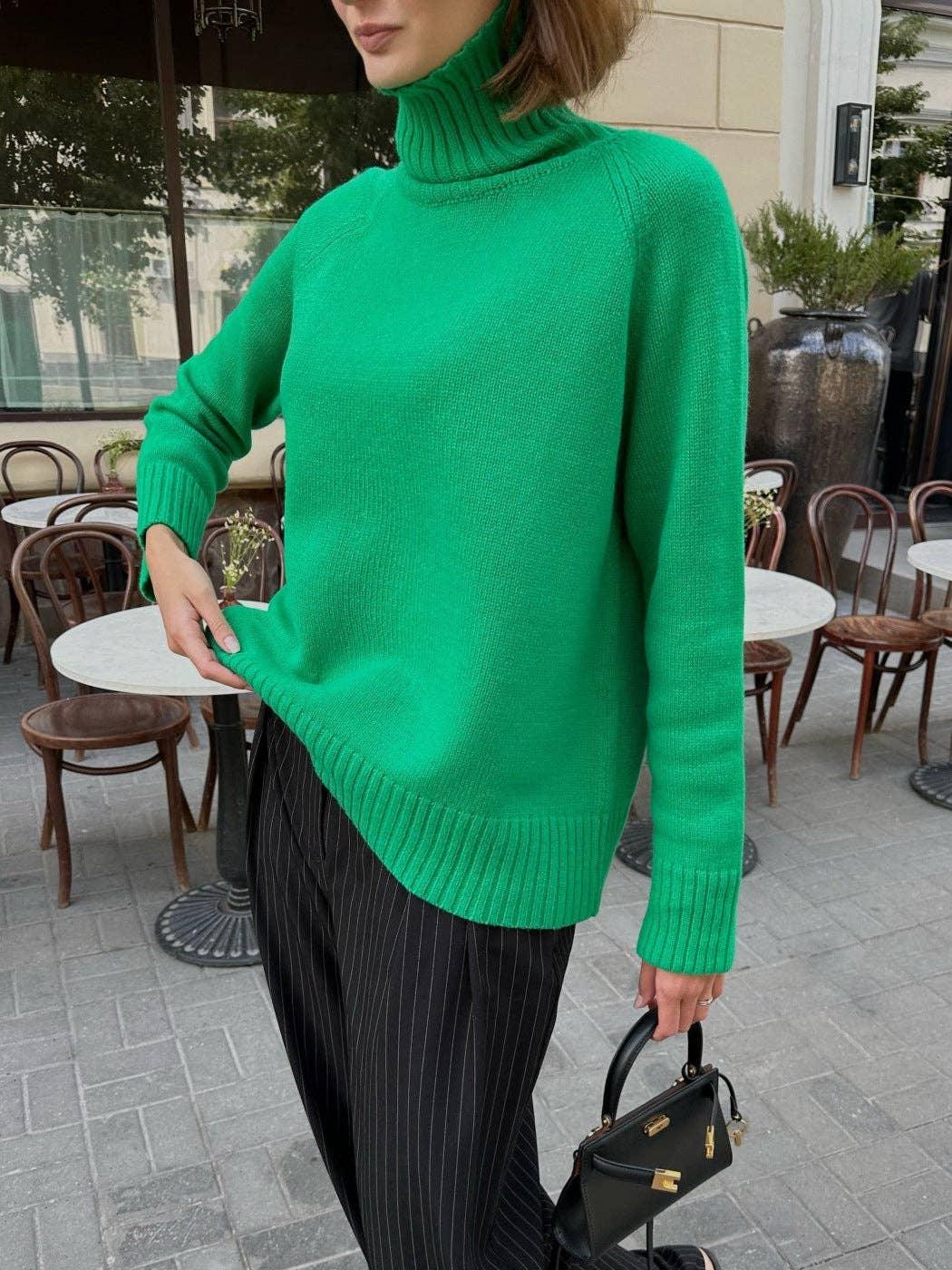 Half High Collar Solid Color Loose Sweater MY0048 - SWEETKAMA