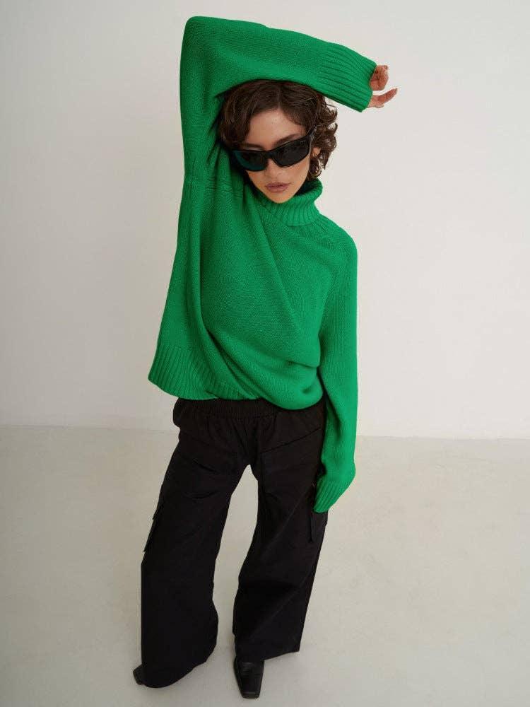 Half High Collar Solid Color Loose Sweater MY0048 - SWEETKAMA