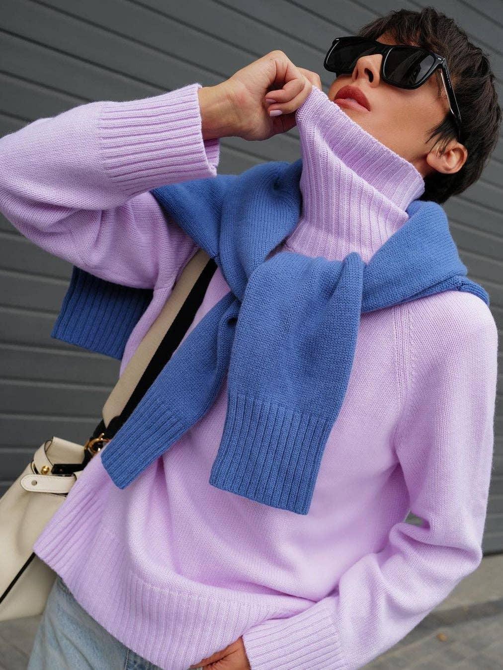 Half High Collar Solid Color Loose Sweater MY0048 - SWEETKAMA