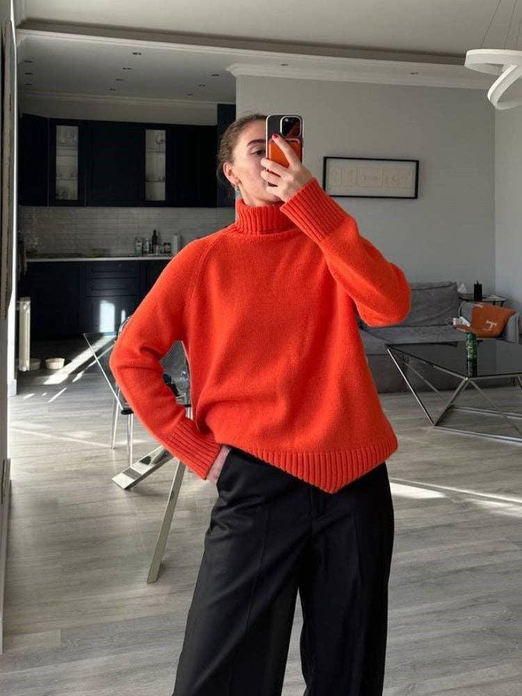 Half High Collar Solid Color Loose Sweater MY0048 - SWEETKAMA