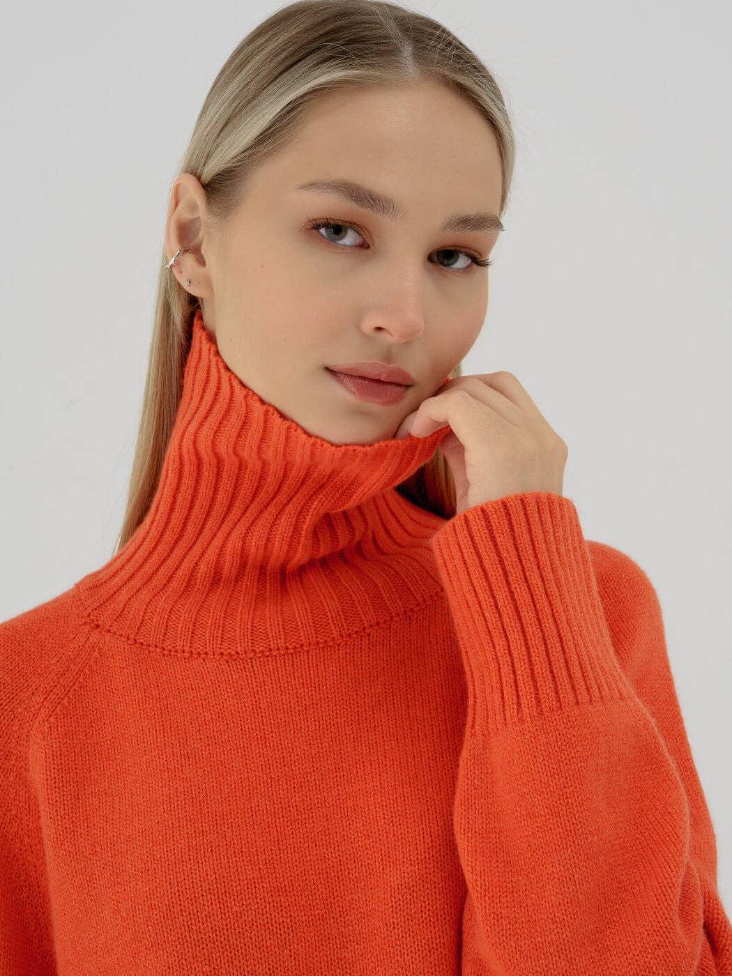 Half High Collar Solid Color Loose Sweater MY0048 - SWEETKAMA