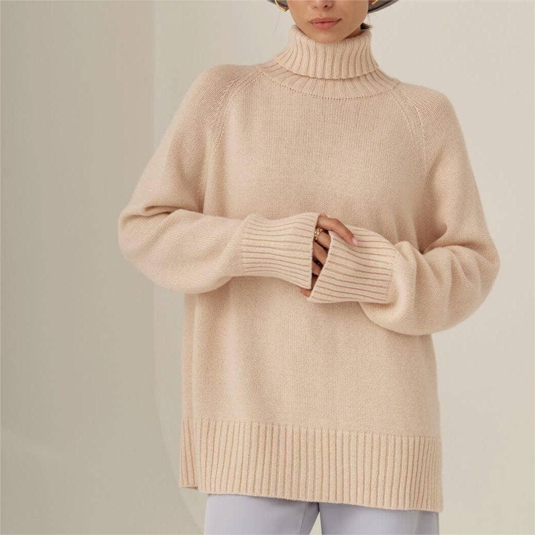 Half High Collar Solid Color Loose Sweater MY0048 - SWEETKAMA