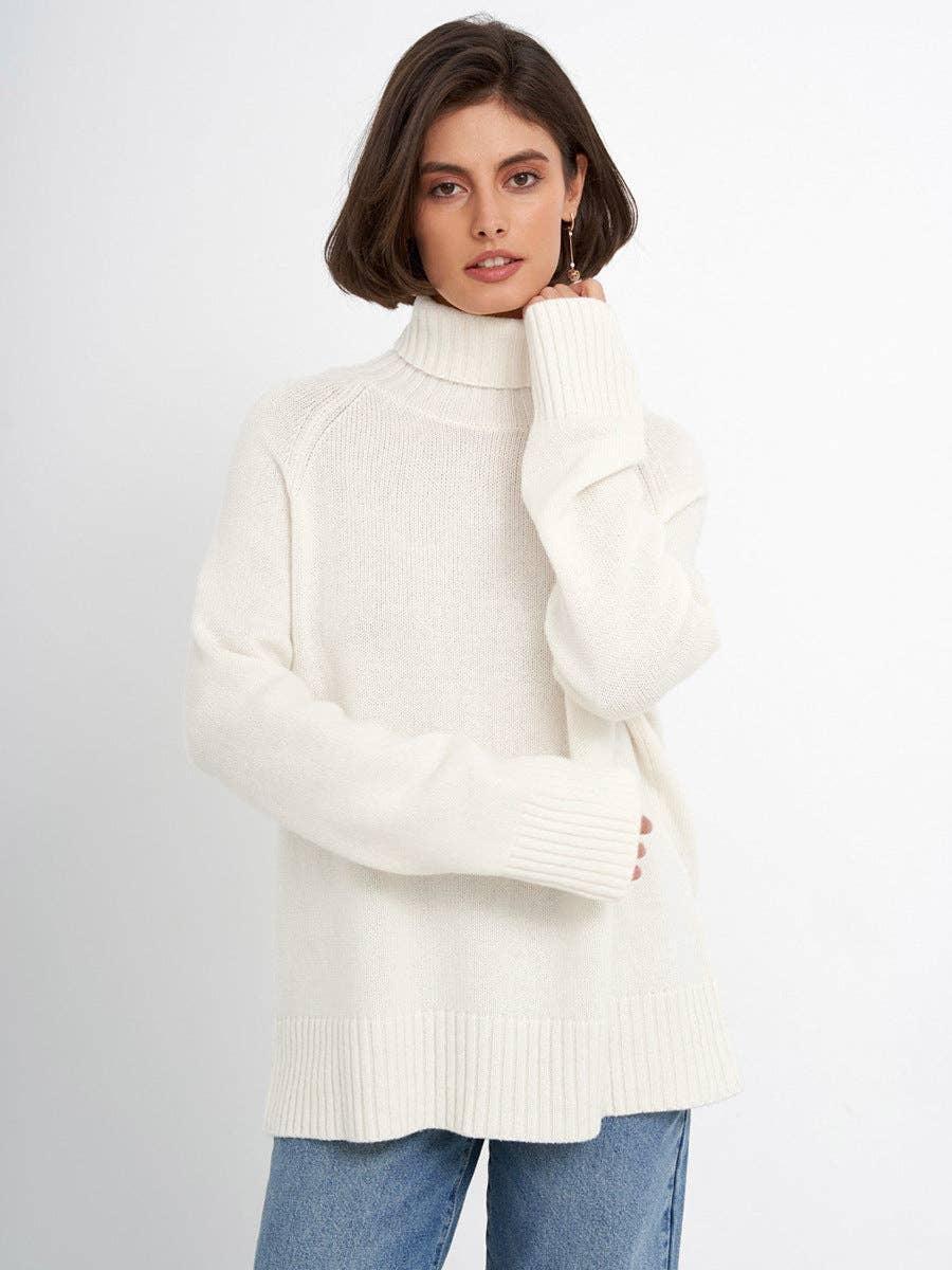 Half High Collar Solid Color Loose Sweater MY0048 - SWEETKAMA