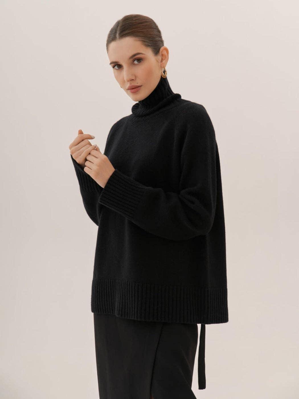 Half High Collar Solid Color Loose Sweater MY0048 - SWEETKAMA