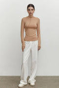 Half High Collar Solid Color Slim-Fit Top TX0015 - SWEETKAMA