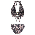 Halter Leopard Print 2PCS Bikini Set with Cover Y182 - SWEETKAMA