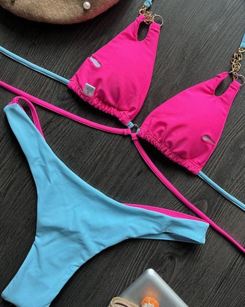 Halter Micro Thong Triangle Bikini Set 9210 - SWEETKAMA