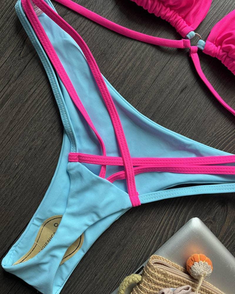 Halter Micro Thong Triangle Bikini Set 9210 - SWEETKAMA
