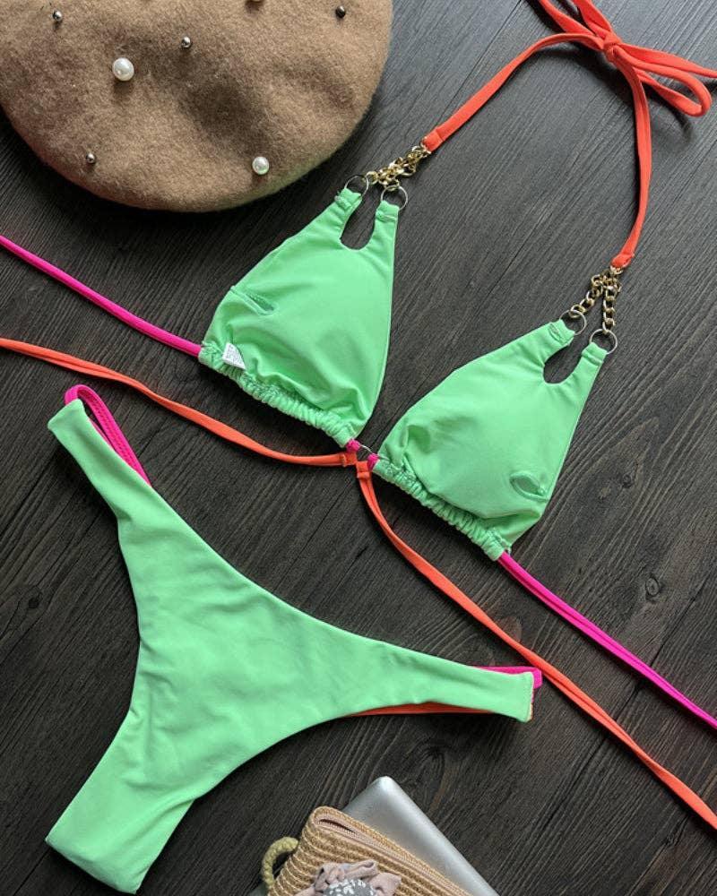 Halter Micro Thong Triangle Bikini Set 9210 - SWEETKAMA