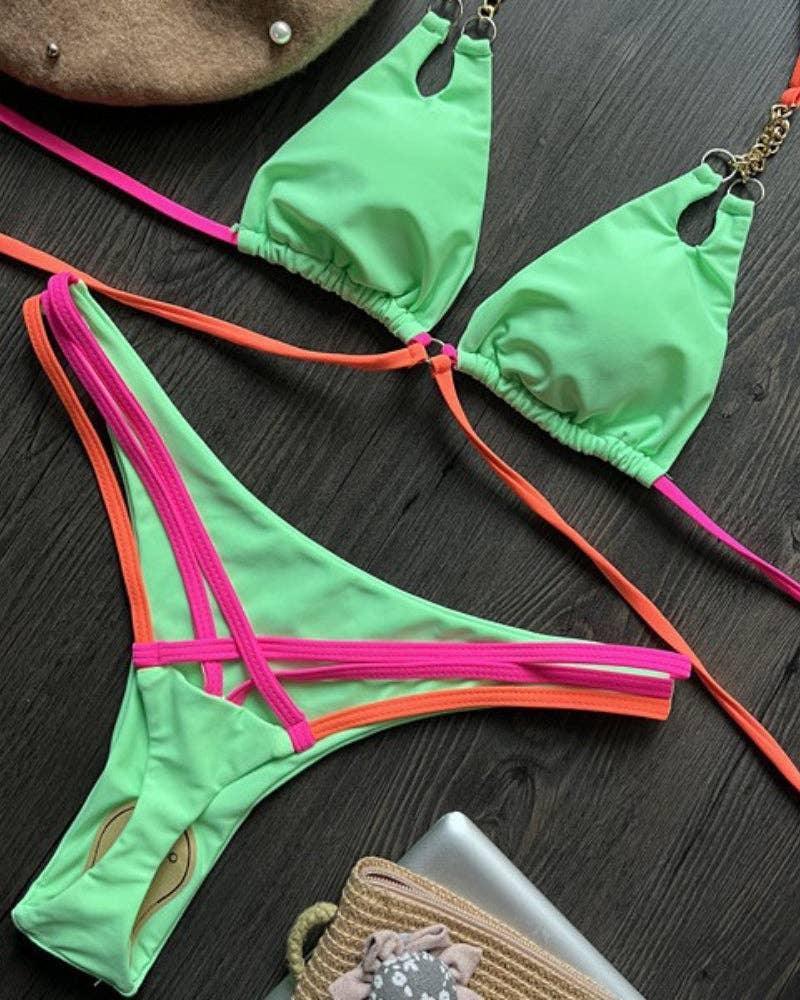 Halter Micro Thong Triangle Bikini Set 9210 - SWEETKAMA