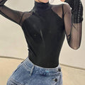 High Collar See Through Solid Color Sex Bodysuit 43741638919 - SWEETKAMA