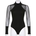 High Collar See Through Solid Color Sex Bodysuit 43741638919 - SWEETKAMA