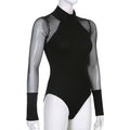 High Collar See Through Solid Color Sex Bodysuit 43741638919 - SWEETKAMA