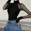 High Collar See Through Solid Color Sex Bodysuit 43741638919 - SWEETKAMA