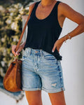High Waist Folded Hem Denim Shorts SKS6627 - SWEETKAMA