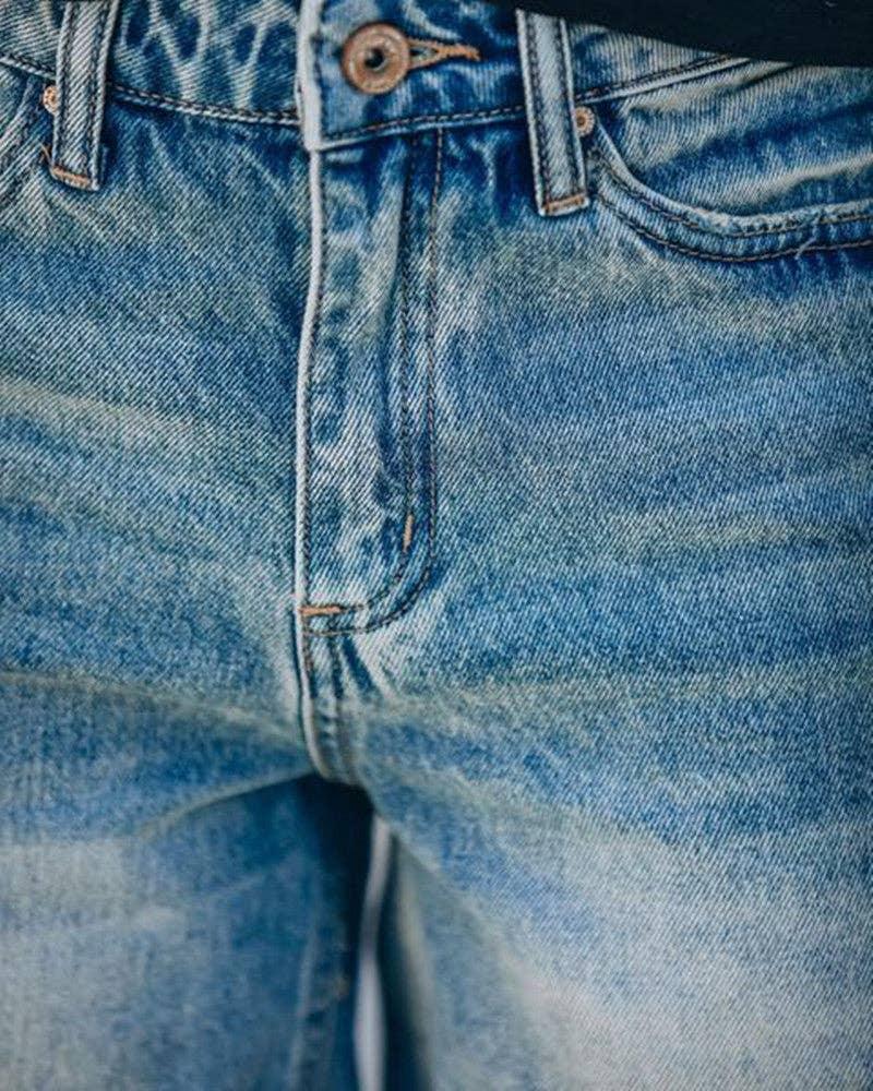 High Waist Folded Hem Denim Shorts SKS6627 - SWEETKAMA
