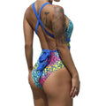 Hollow Front Leopard Print Cross Back One Piece Swimsuit Y1035 - SWEETKAMA