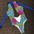 Hollow Front Leopard Print Cross Back One Piece Swimsuit Y1035 - SWEETKAMA