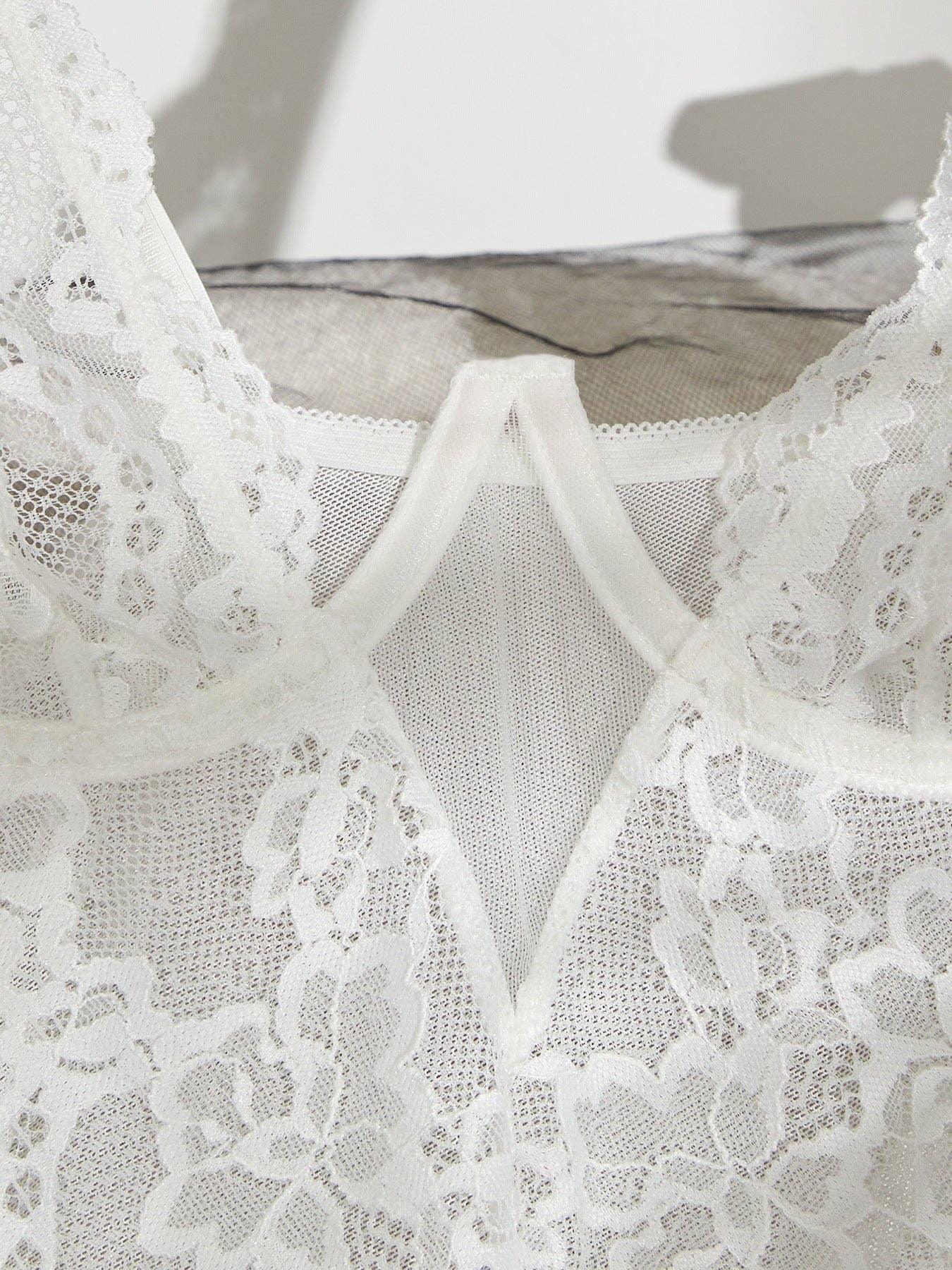 Hollow Mesh Perspective Lace Chemise HF-4166 - SWEETKAMA