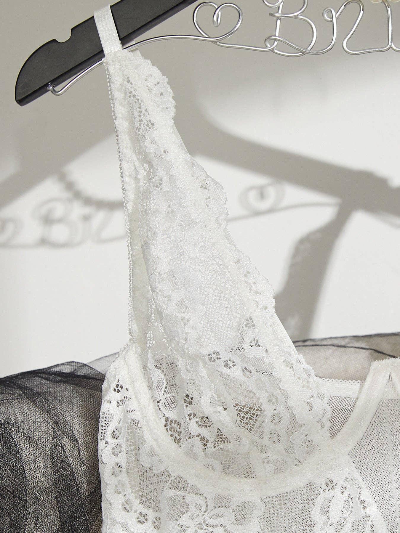 Hollow Mesh Perspective Lace Chemise HF-4166 - SWEETKAMA