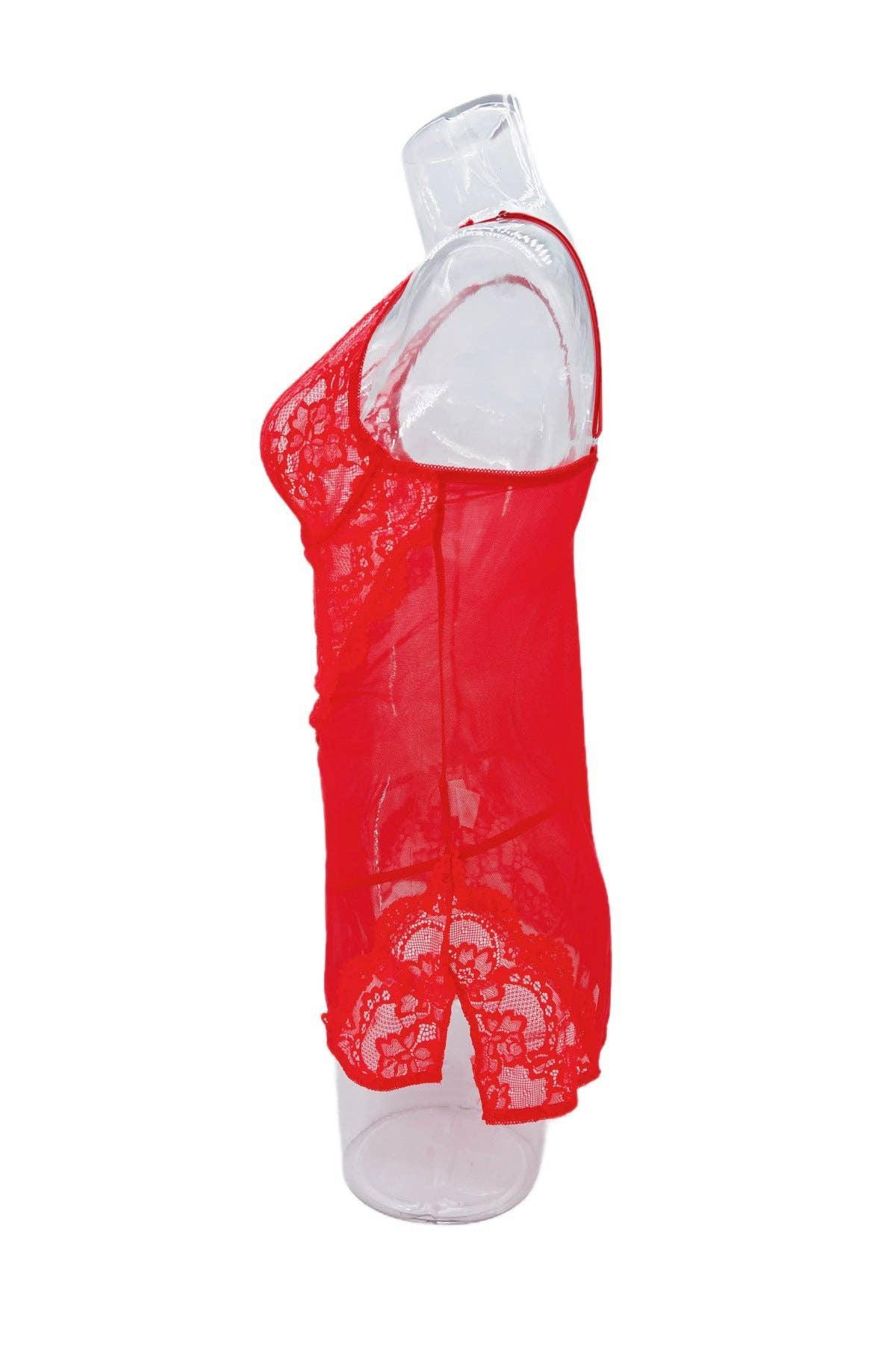 Hollow Mesh Perspective Lace Chemise HF-4166 - SWEETKAMA