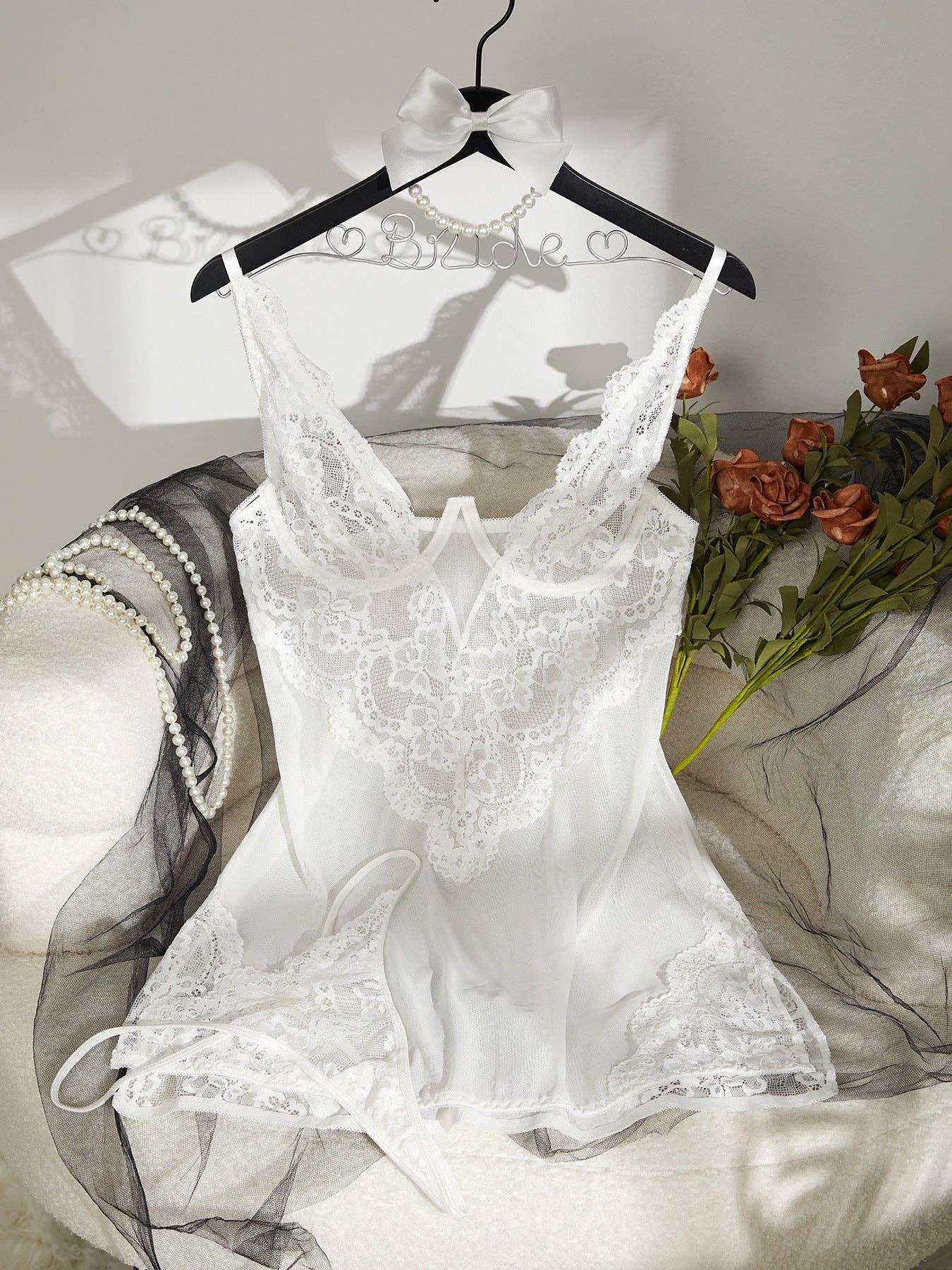 Hollow Mesh Perspective Lace Chemise HF-4166 - SWEETKAMA