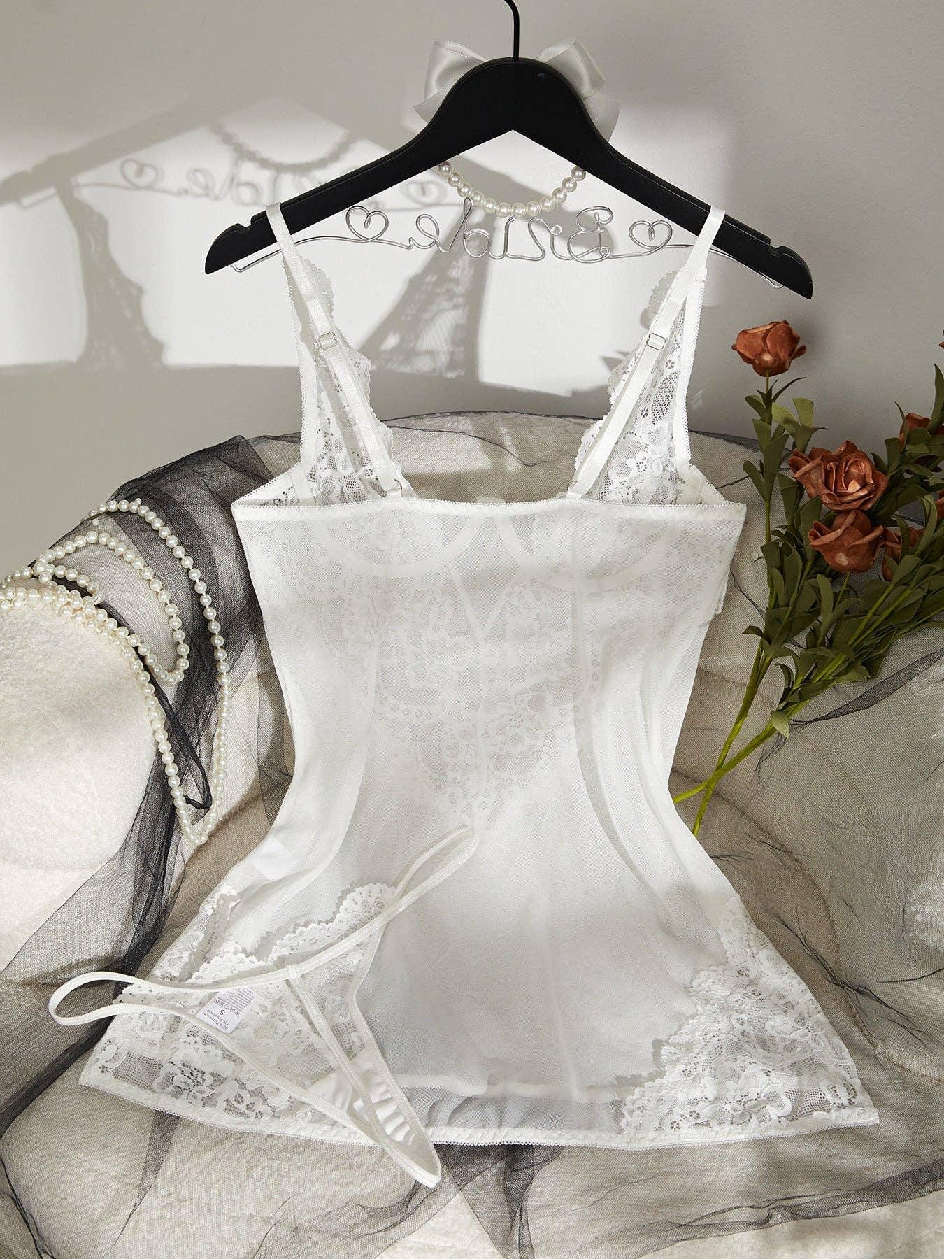 Hollow Mesh Perspective Lace Chemise HF-4166 - SWEETKAMA