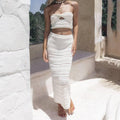 Hollow Out Top Long Skirt Knit Set T2166 - SWEETKAMA