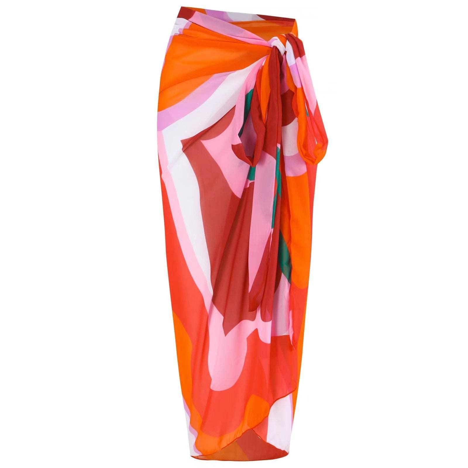 Inregular Print One Piece Swimwear with Cover Y168 - SWEETKAMA