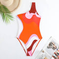 Inregular Print One Piece Swimwear with Cover Y168 - SWEETKAMA