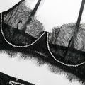 Lace Diamond Setting Lingerie Set with Garter Belt 3052 - SWEETKAMA