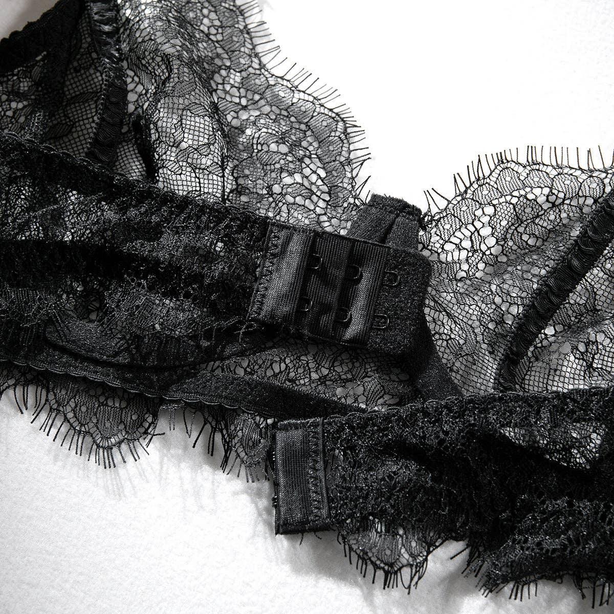 Lace Diamond Setting Lingerie Set with Garter Belt 3052 - SWEETKAMA