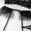 Lace Diamond Setting Lingerie Set with Garter Belt 3052 - SWEETKAMA