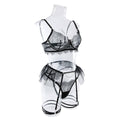 Lace Diamond Setting Lingerie Set with Garter Belt 3052 - SWEETKAMA
