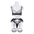 Lace Diamond Setting Lingerie Set with Garter Belt 3052 - SWEETKAMA