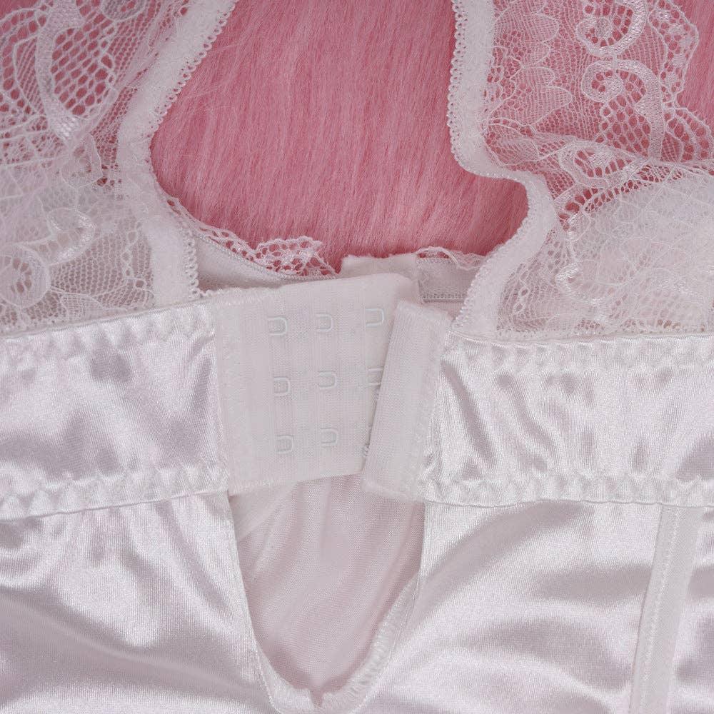 Lace Patchwork Chest Wrap Chemise Set LS1892 - SWEETKAMA