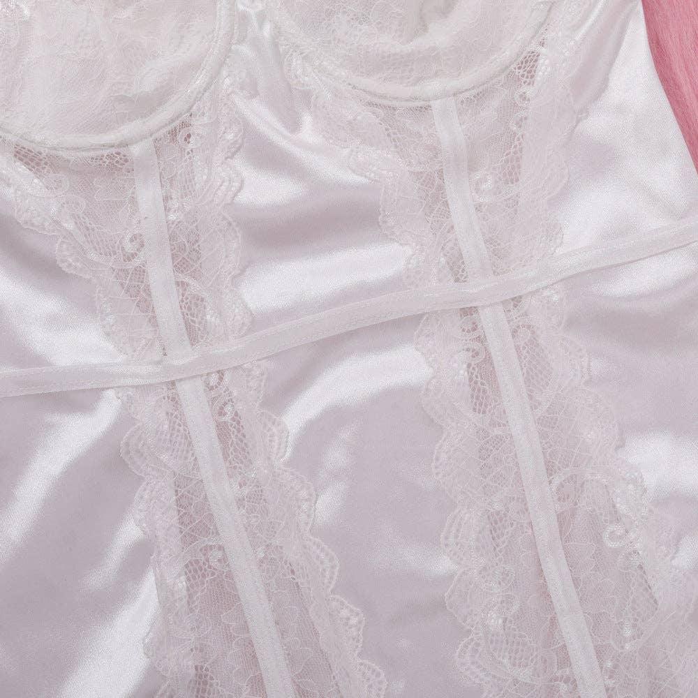 Lace Patchwork Chest Wrap Chemise Set LS1892 - SWEETKAMA