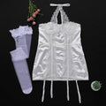 Lace Patchwork Chest Wrap Chemise Set LS1892 - SWEETKAMA
