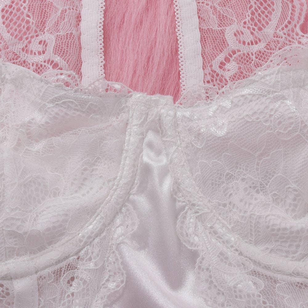 Lace Patchwork Chest Wrap Chemise Set LS1892 - SWEETKAMA