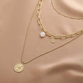 Ladies 3-Piece Coin & Pearl Necklace SKAJ031 - SWEETKAMA